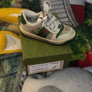 Gucci Kids' Cream and Green Sneakers
